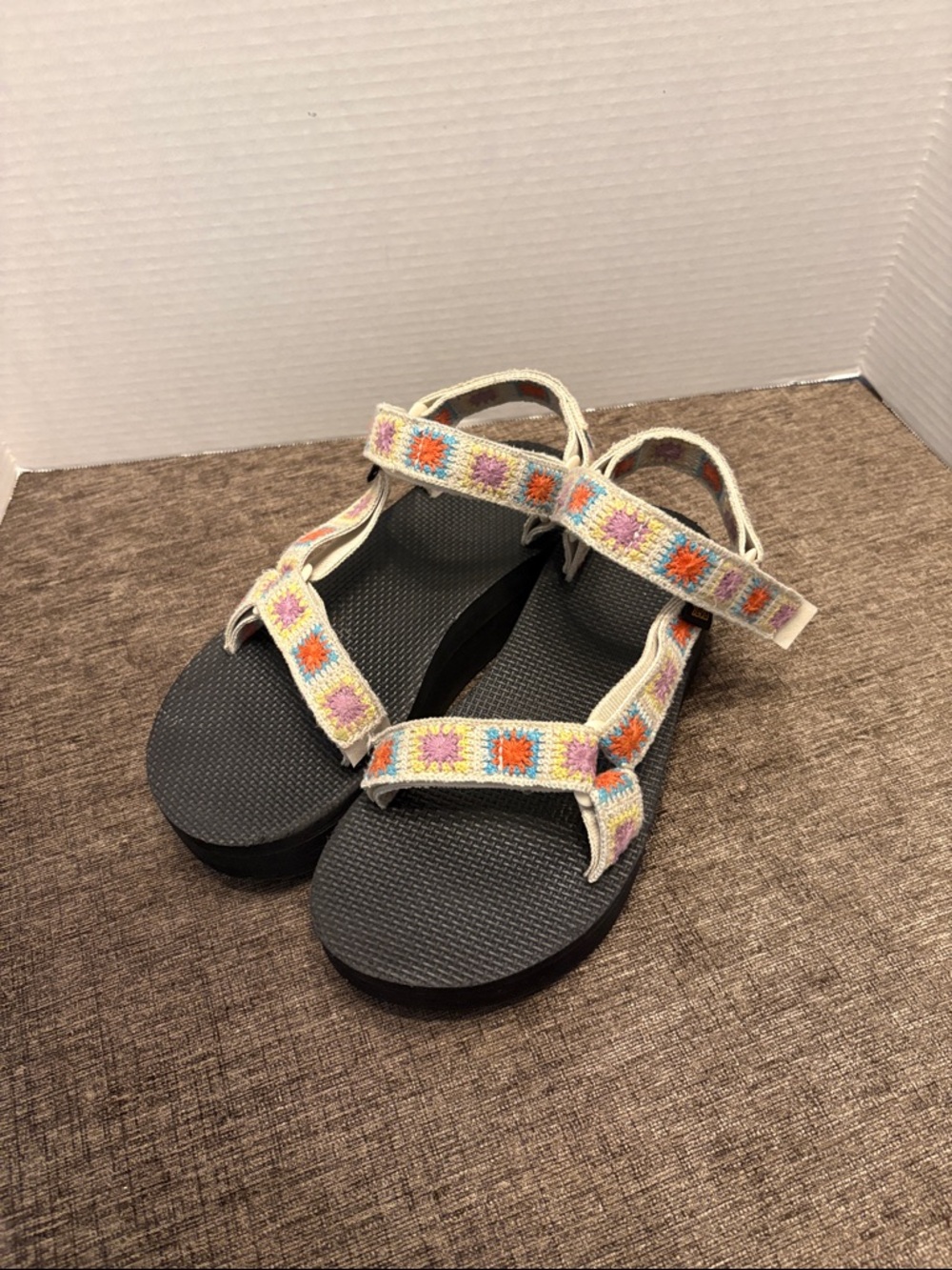 Women’s Strappy Embroidered Sandals in Cream with Pastel Accents